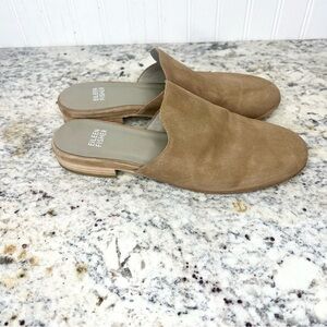 Eileen Fisher Tan Dion Suede Leather Mules Size 6.5